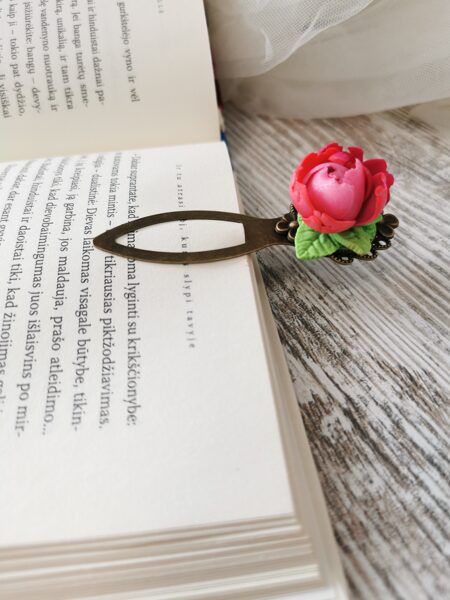 skirtukas knygai  rožinis bijūno žiedas 